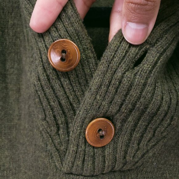 J.Crew Sweater Green XL Merino Wool Blend Speckled Shawl Collar Rugged Men - Picture 11 of 15